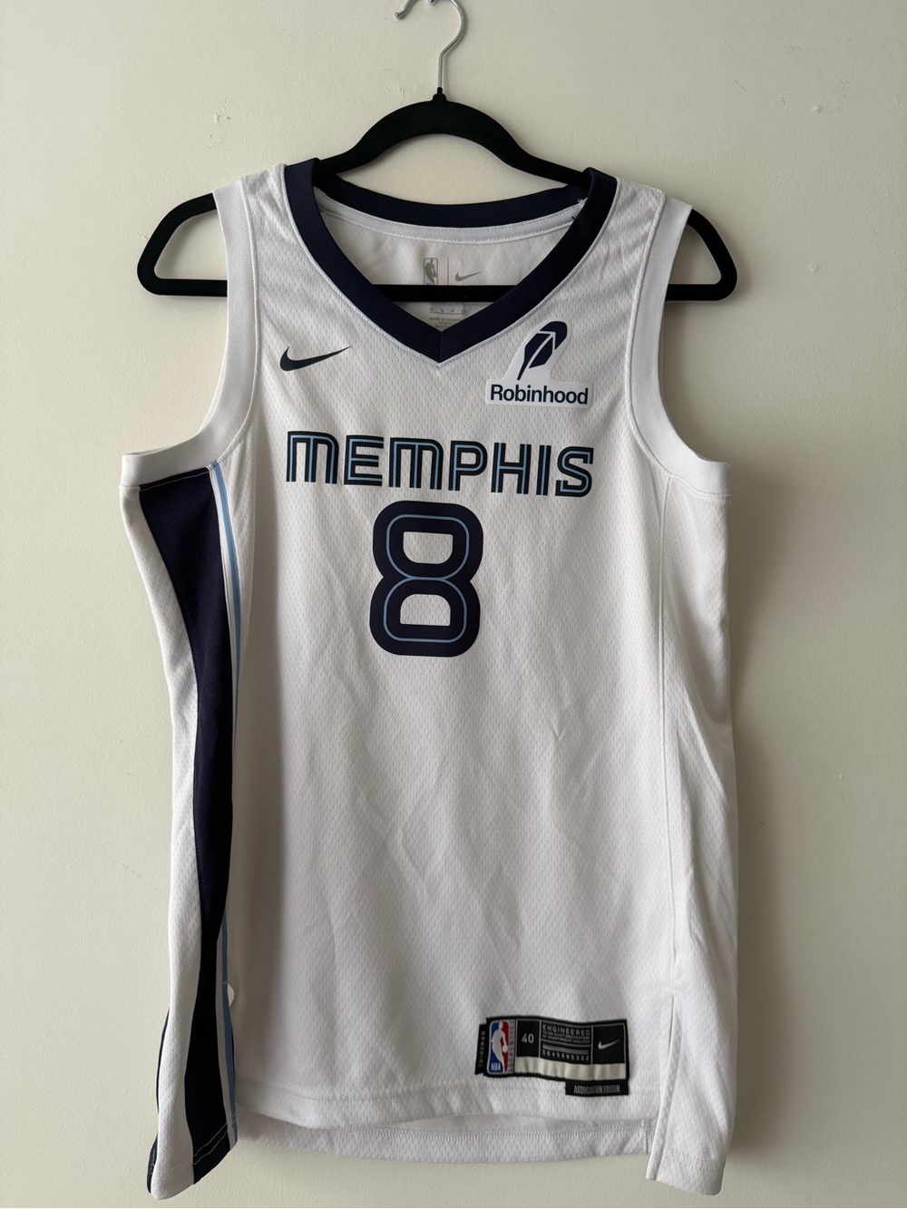 Nike Memphis White and Navy #8 Basketball Jersey